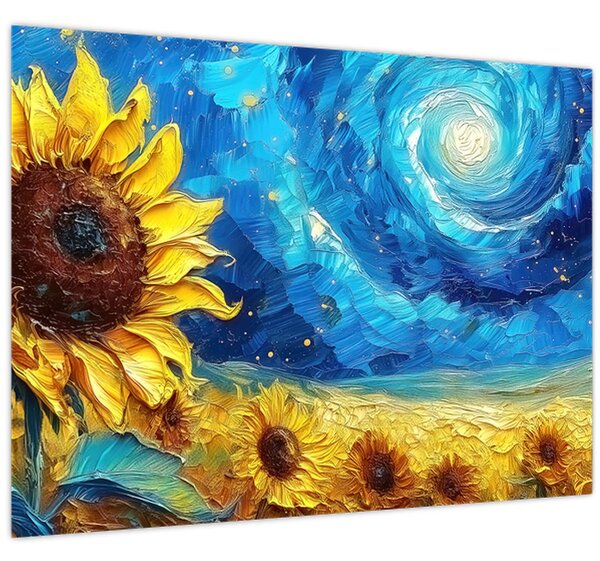 Tablou - Pictura floarea-soarelui (70x50 cm)