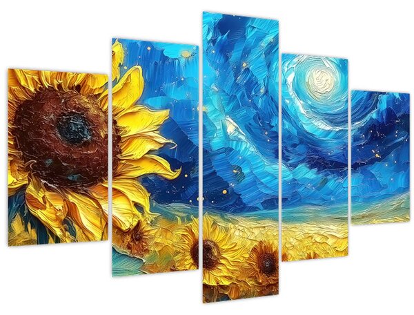 Tablou - Pictura floarea-soarelui (150x105 cm)