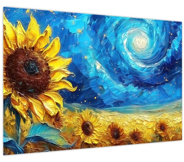 Tablou - Pictura floarea-soarelui (90x60 cm)