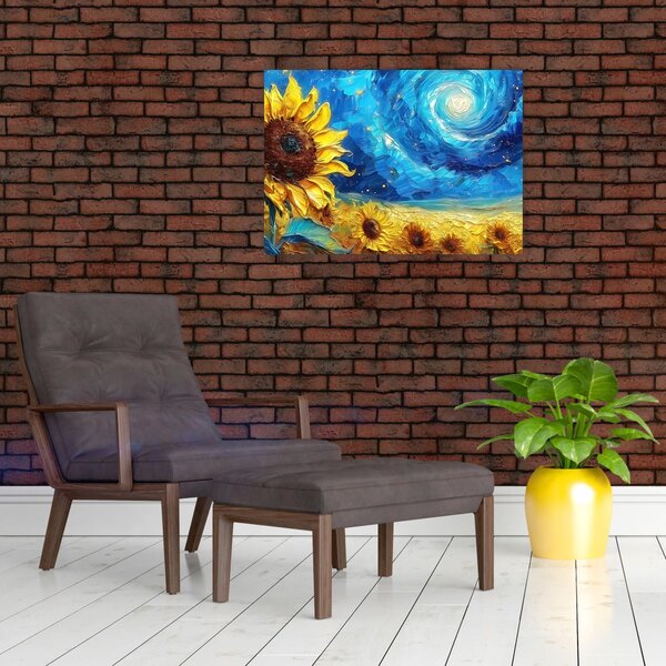 Tablou - Pictura floarea-soarelui (70x50 cm)