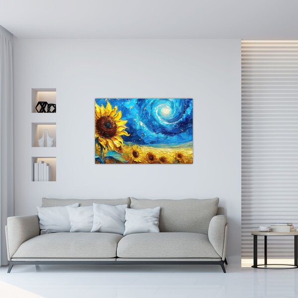 Tablou - Pictura floarea-soarelui (90x60 cm)