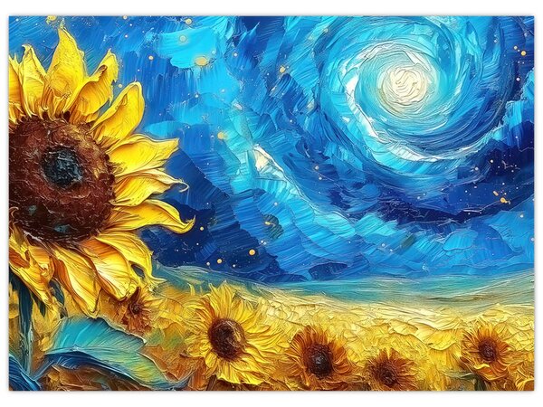 Tablou - Pictura floarea-soarelui (70x50 cm)