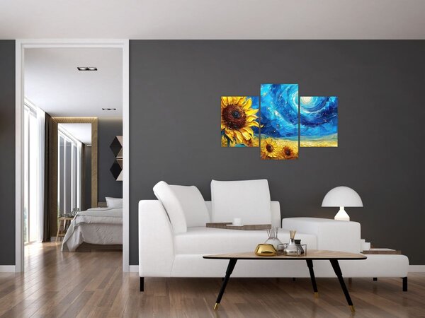 Tablou - Pictura floarea-soarelui (90x60 cm)
