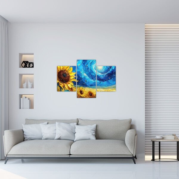 Tablou - Pictura floarea-soarelui (90x60 cm)
