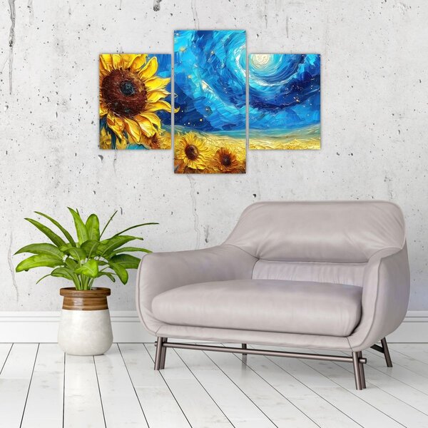 Tablou - Pictura floarea-soarelui (90x60 cm)