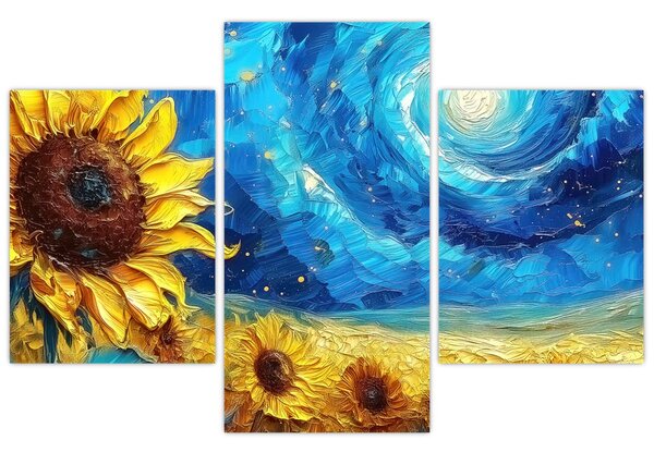 Tablou - Pictura floarea-soarelui (90x60 cm)