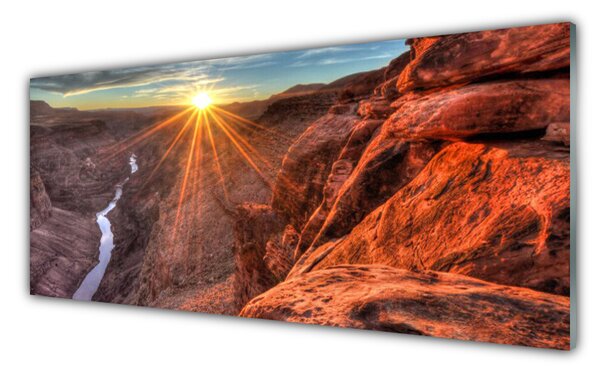 Tablou pe sticla Sun Desert Peisaj Galben Maro