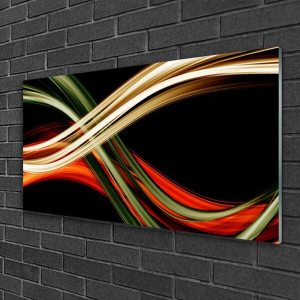 Tablou pe sticla Abstract Art Negru Verde Galben Portocaliu