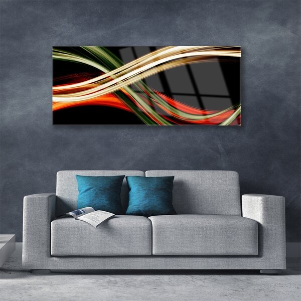 Tablou pe sticla Abstract Art Negru Verde Galben Portocaliu