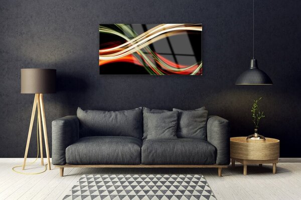 Tablou pe sticla Abstract Art Negru Verde Galben Portocaliu