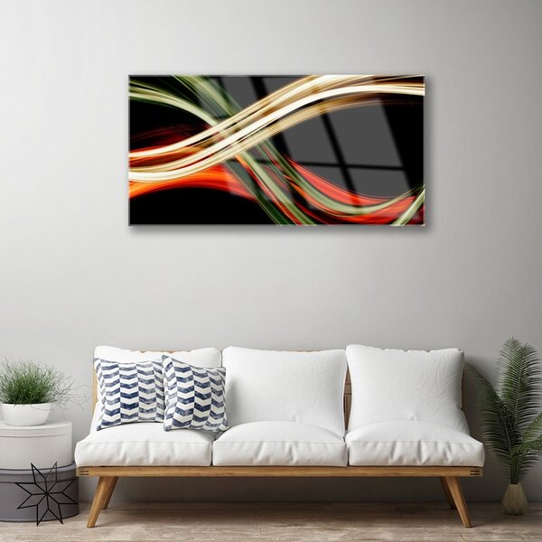 Tablou pe sticla Abstract Art Negru Verde Galben Portocaliu