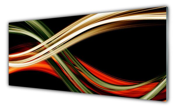 Panou sticla bucatarie Abstract Art Negru Verde Galben Portocaliu