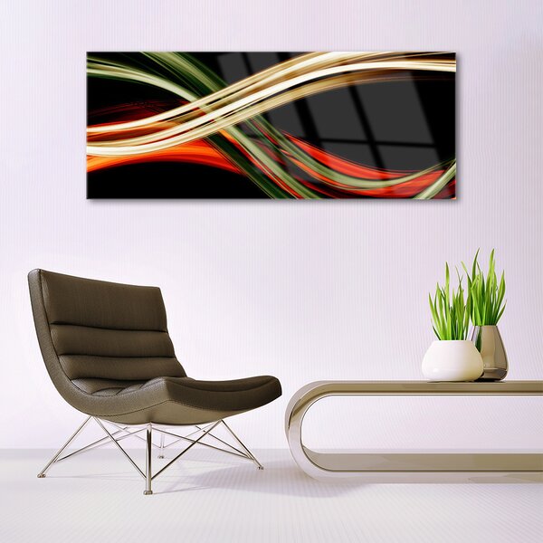 Tablou pe sticla Abstract Art Negru Verde Galben Portocaliu