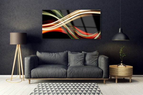 Tablou pe sticla Abstract Art Negru Verde Galben Portocaliu