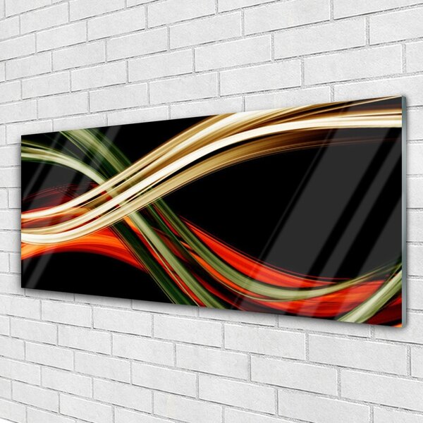 Tablou pe sticla Abstract Art Negru Verde Galben Portocaliu
