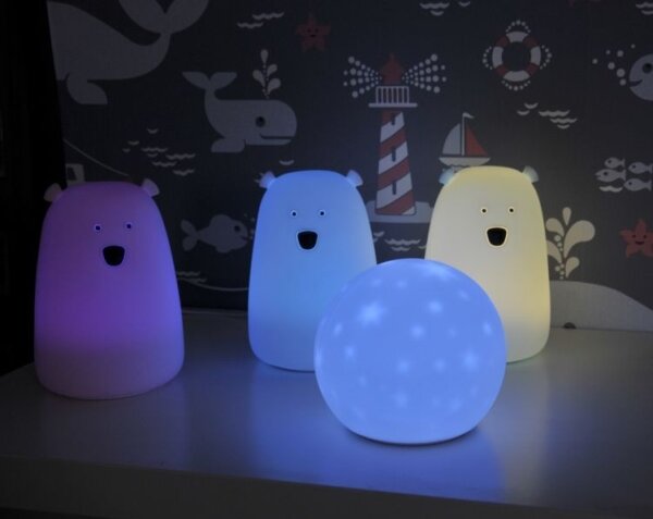 Lampă LED RGB pentru copii BEAR, tactilă, 0,8W, 5V, albastru