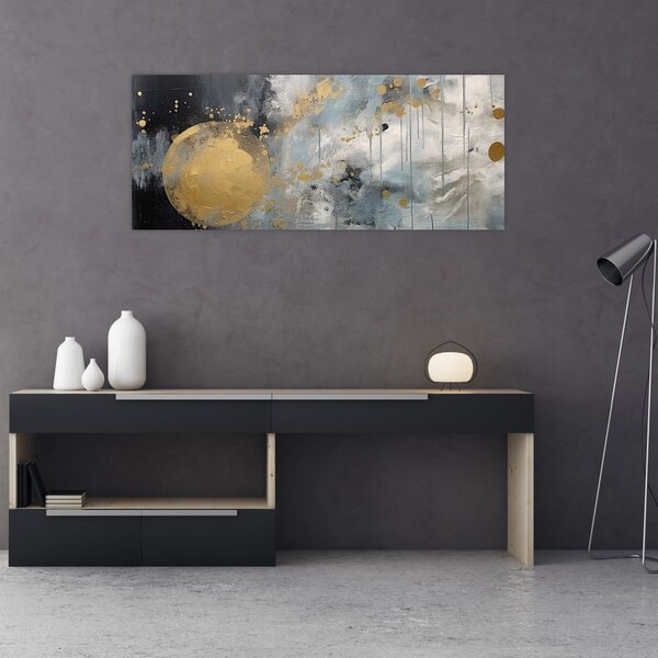 Tablou - Abstracție cu minge de aur (120x50 cm)