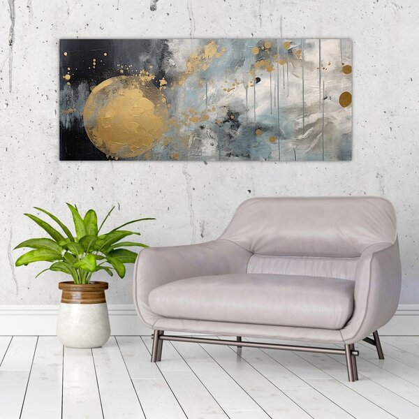 Tablou - Abstracție cu minge de aur (120x50 cm)