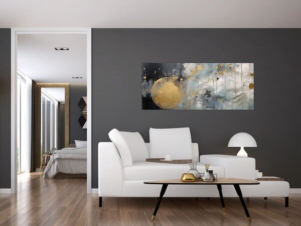 Tablou - Abstracție cu minge de aur (120x50 cm)
