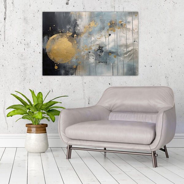 Tablou - Abstracție cu minge de aur (90x60 cm)