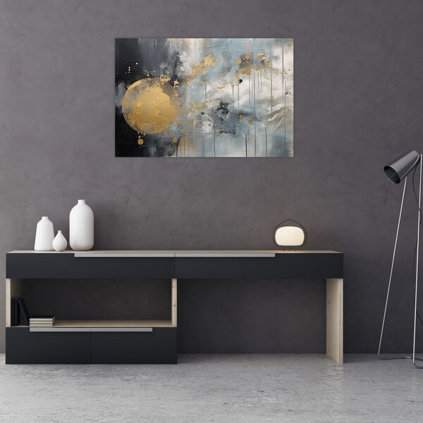 Tablou - Abstracție cu minge de aur (90x60 cm)
