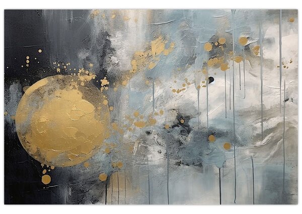 Tablou - Abstracție cu minge de aur (90x60 cm)