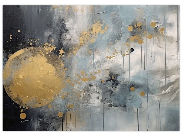 Tablou - Abstracție cu minge de aur (70x50 cm)