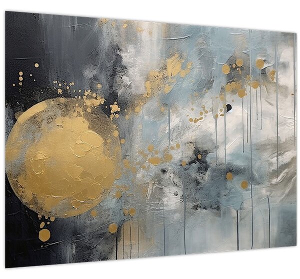 Tablou - Abstracție cu minge de aur (70x50 cm)