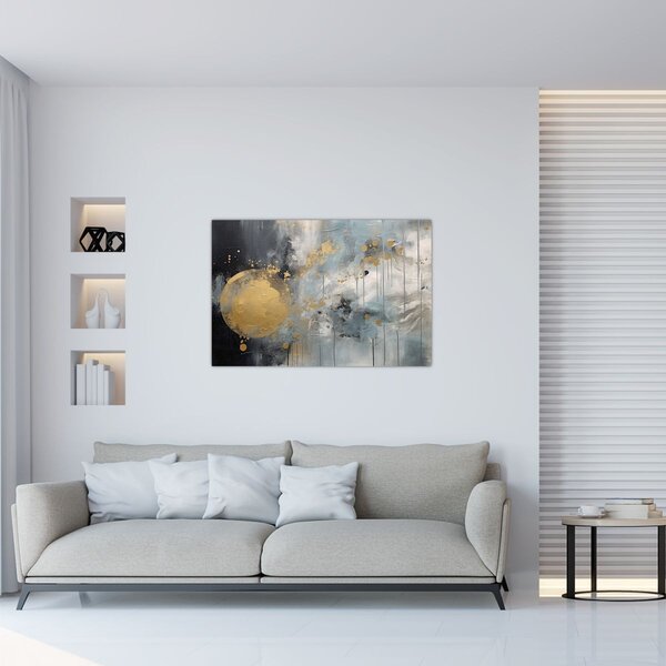 Tablou - Abstracție cu minge de aur (90x60 cm)
