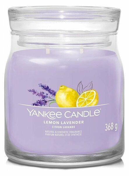 Lumânare parfumată Yankee Candle Signature în borcan, medie, Lemon Lavender, 368 g