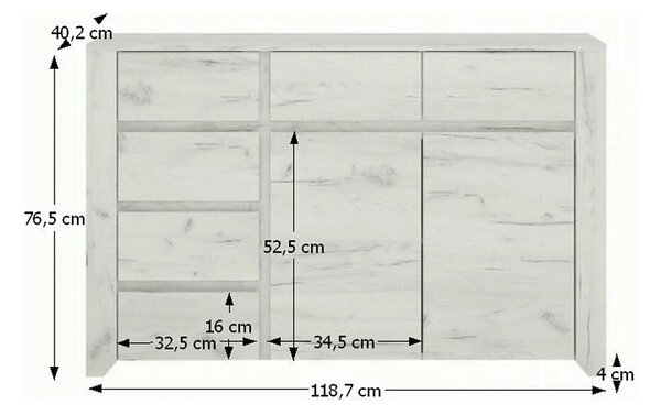 Comoda ANGEL TIP 42, alb, PAL melaminat, 119x40x77 cm