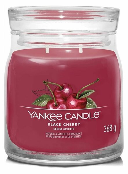 Lumânare parfumată Yankee Candle Signature în borcan, medie, Black Cherry, 368 g