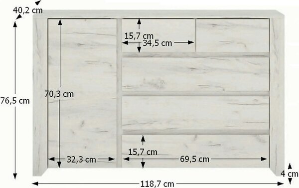 Comoda ANGEL TIP 41, alb, PAL melaminat, 118,7x76,5x40,2 cm