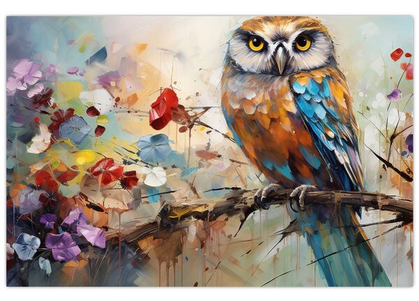 Tablou - Bufniță pictată (90x60 cm)
