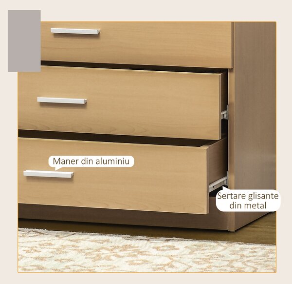 HOMCOM Comodă cu 4 Sertare, Casetieră Versatilă pentru Birou sau Casă, 72x33.5x67 cm, Lemn Natural | Aosom Romania