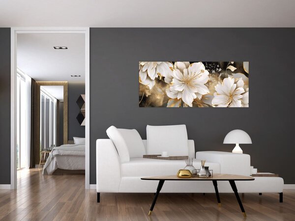 Tablou - Flori în aur (120x50 cm)
