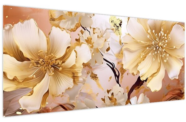 Tablou - Flori de aur (120x50 cm)