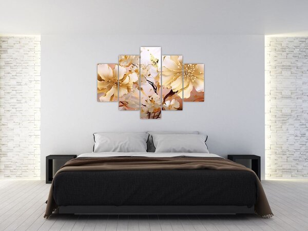 Tablou - Flori de aur (150x105 cm)