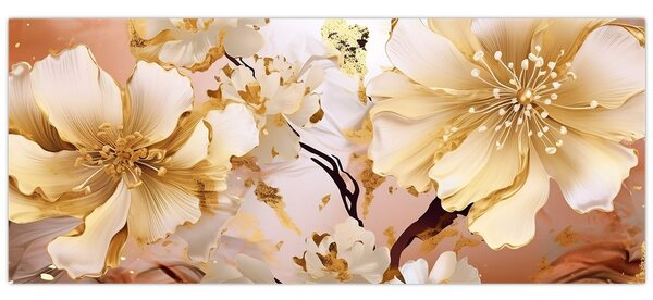 Tablou - Flori de aur (120x50 cm)