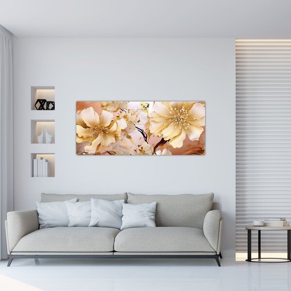 Tablou - Flori de aur (120x50 cm)