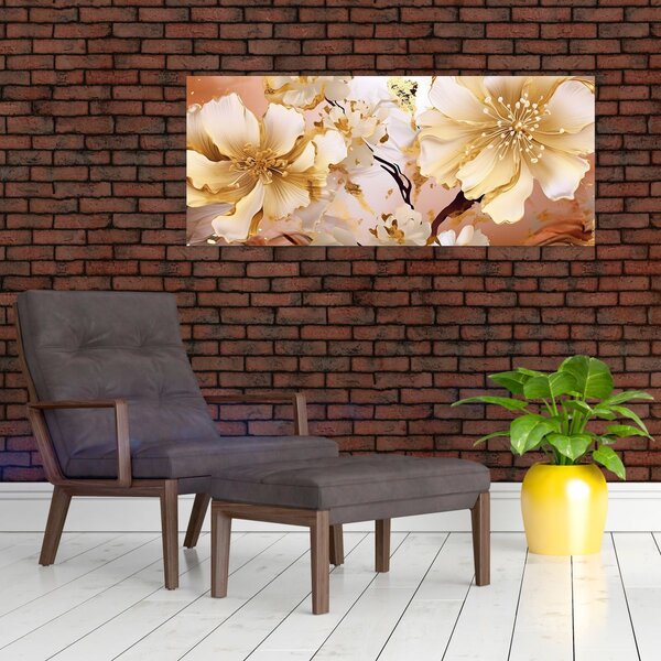 Tablou - Flori de aur (120x50 cm)