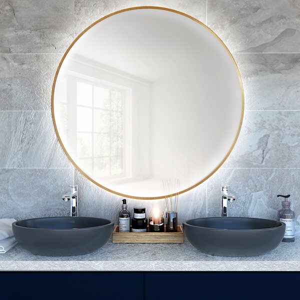 Baltica Design Bright oglindă 60x60 cm rotund cu iluminare auriu 5904107900094