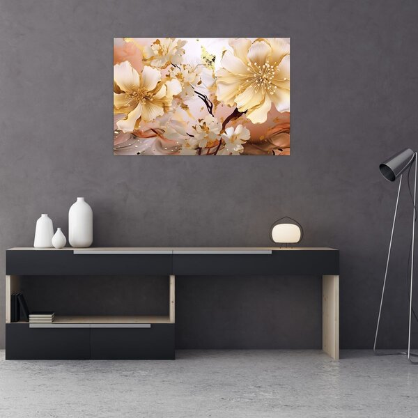 Tablou - Flori de aur (90x60 cm)
