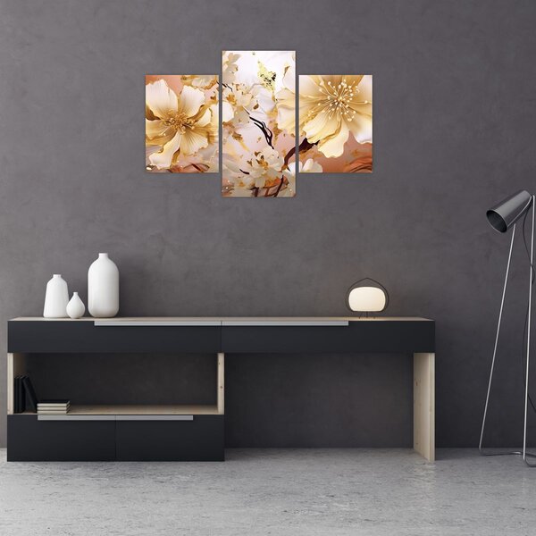 Tablou - Flori de aur (90x60 cm)