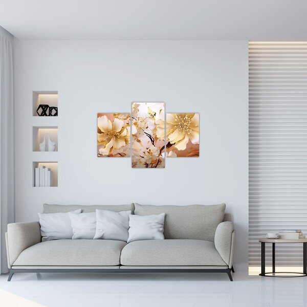 Tablou - Flori de aur (90x60 cm)
