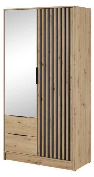 Dulap BELANDA 2D, 105x200x51, stejar artisan/negru