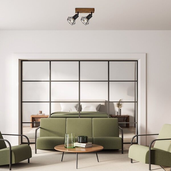 Rabalux Zeus lampă de tavan 2x40 W negru-lemn 3138