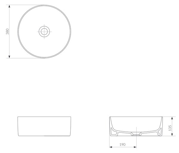 Cersanit Crea lavoar 38x38 cm rotund de blat alb luciu K114-020-ECO