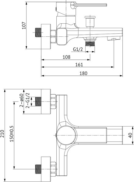 Cersanit Zip baterie cadă-duș perete crom S951-560