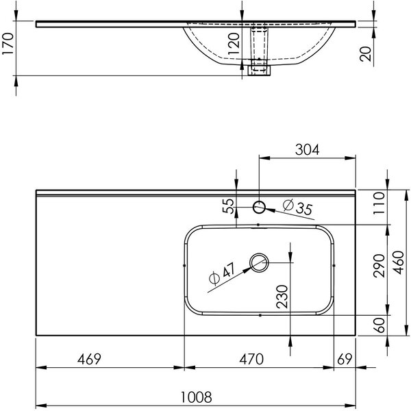 Elita Skappa lavoar 100.8x46 cm dreptunghiular mobilier-cu blat alb luciu RE041005068060